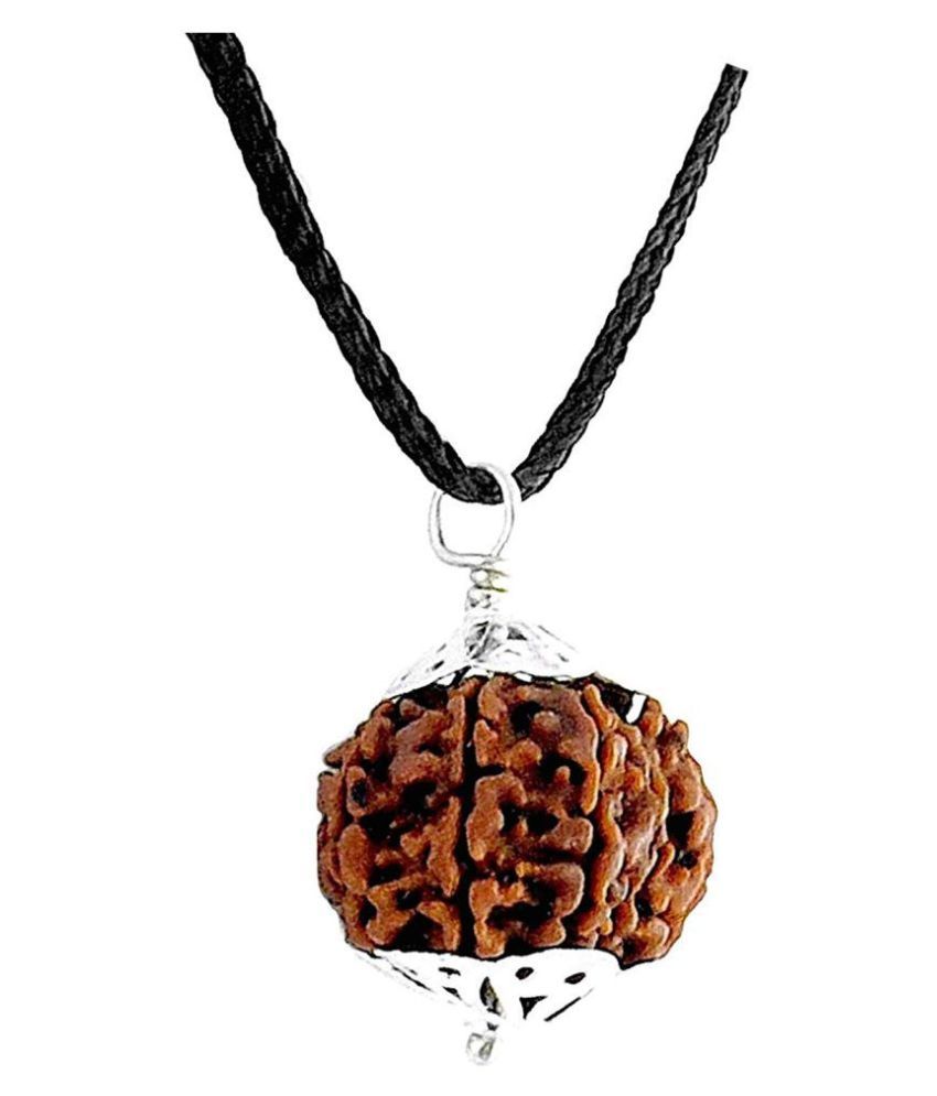     			6 Mukhi Rudraksha pendant kavach with high Quality 5 Faced Nepal Rudraksha in silver plated CapPendant / Six Faced rudraksha with Certificate of Authenticity