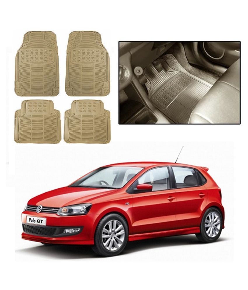 Carizo Premium Rubber Car Floor Foot Mats Beige Volkswagen Polo Gt