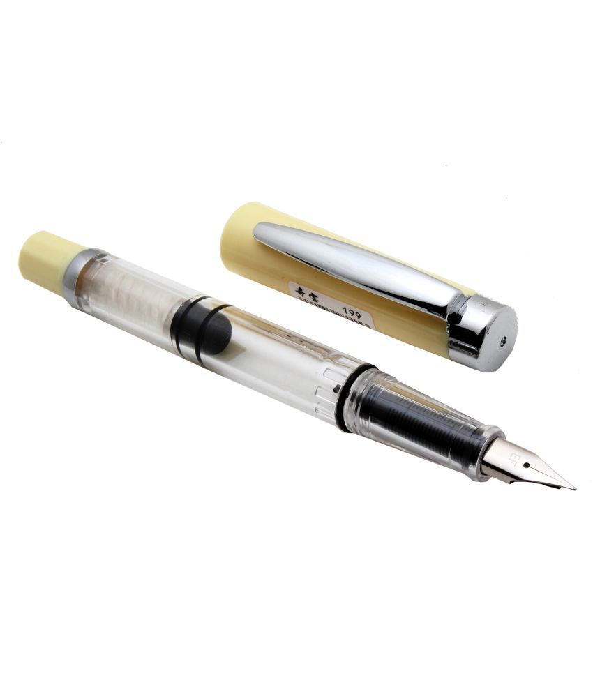     			Demonstrator Safari Piston Fountain Pen Extra Fine Nib With Chrome Trims. - Yellow