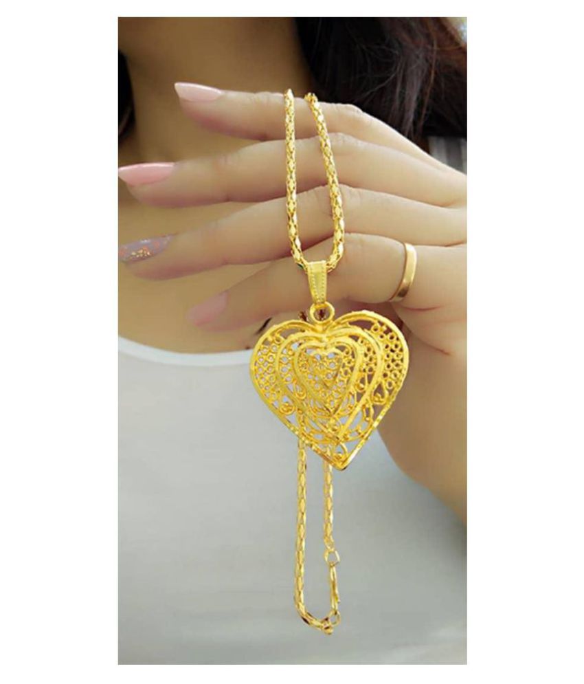     			Darshini Designs Gold Plated Heart shape pendant with chain for girls and women