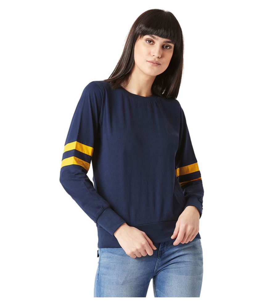 Miss Chase Cotton Navy Non Hooded Sweatshirt