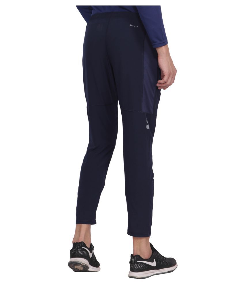 nike navy polyester lycra trackpants