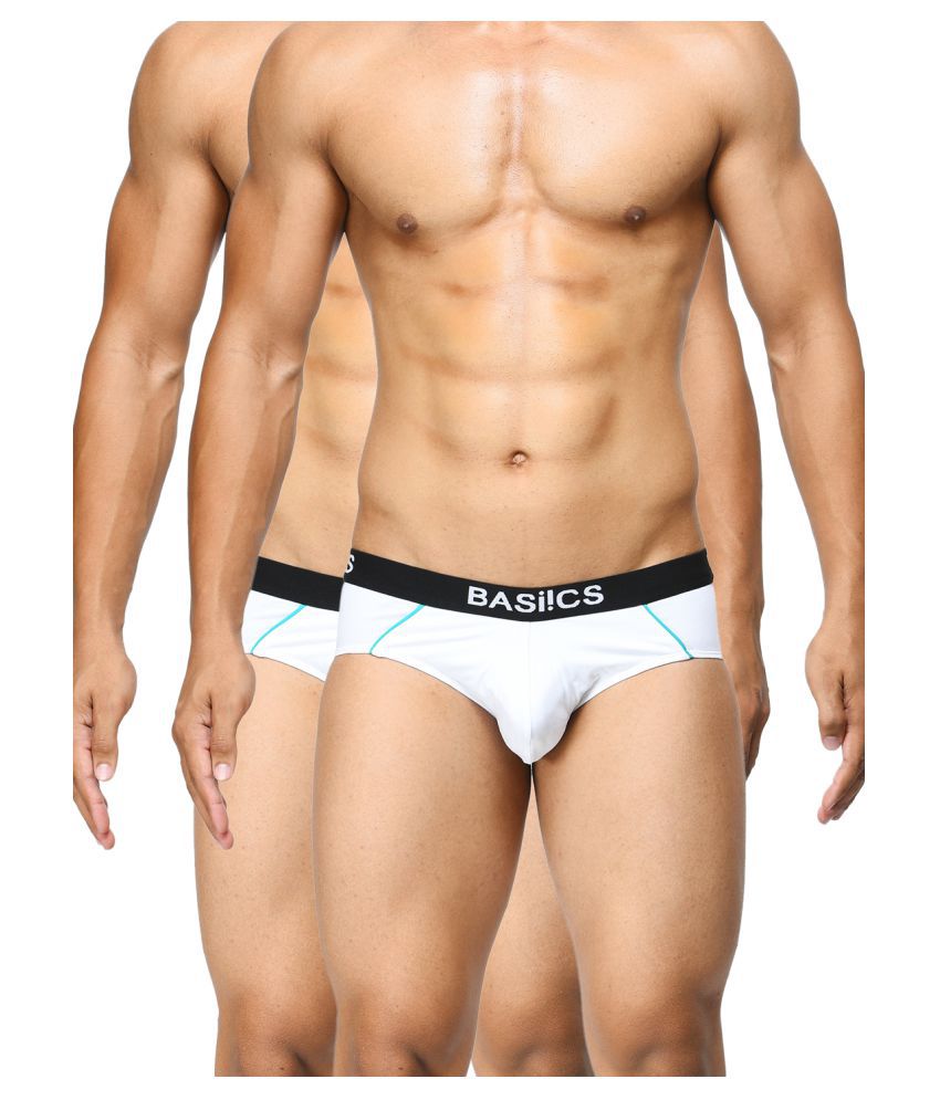     			BASIICS By La Intimo White Brief Pack of 2