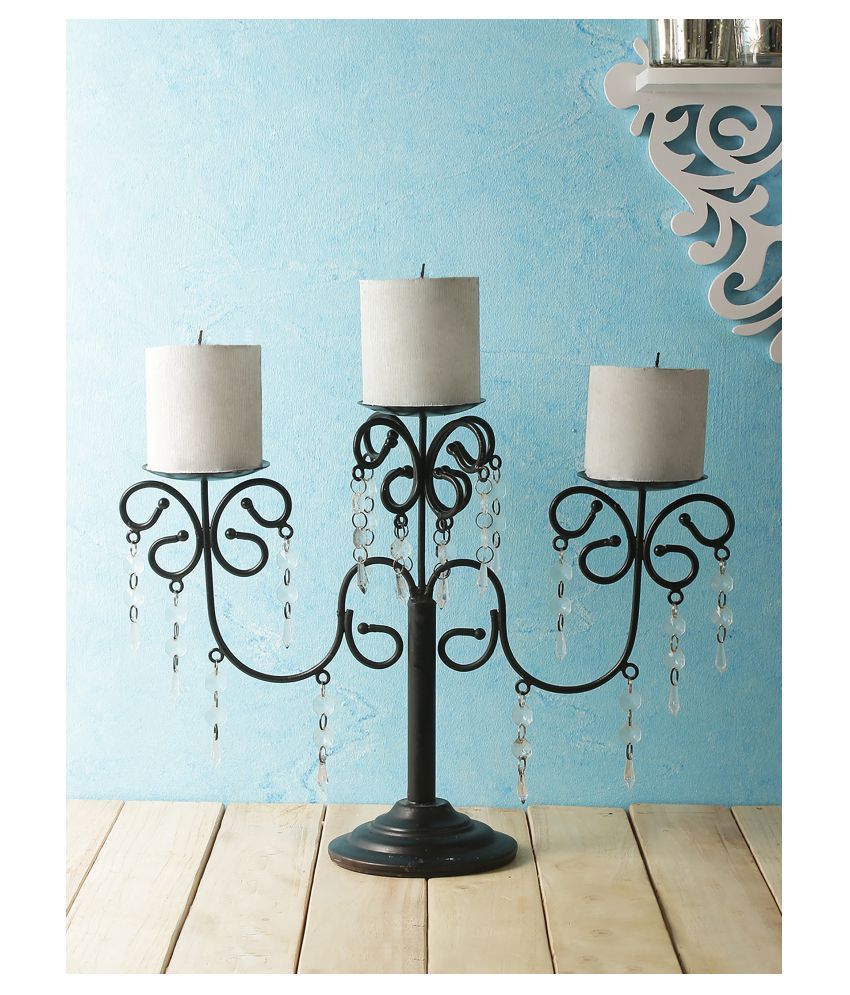 Home Sparkle Black Table Top Iron Pillar Candle Holder Pack of 1 Buy