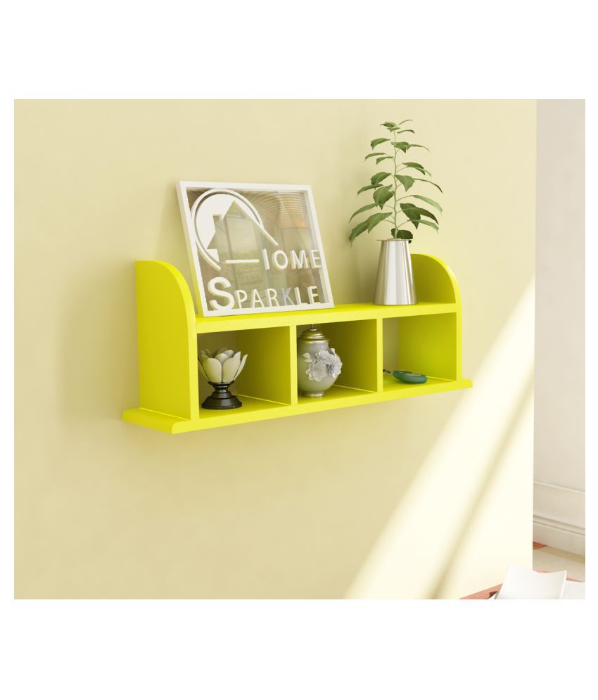     			Home Sparkle Floating Shelves Yellow MDF - Pack of 1