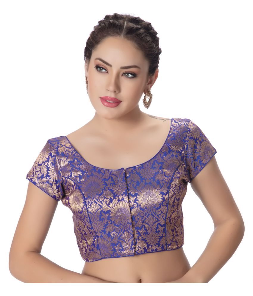 Rinkoo Blue Brocade Readymade with Pad Blouse - Buy Rinkoo Blue Brocade ...