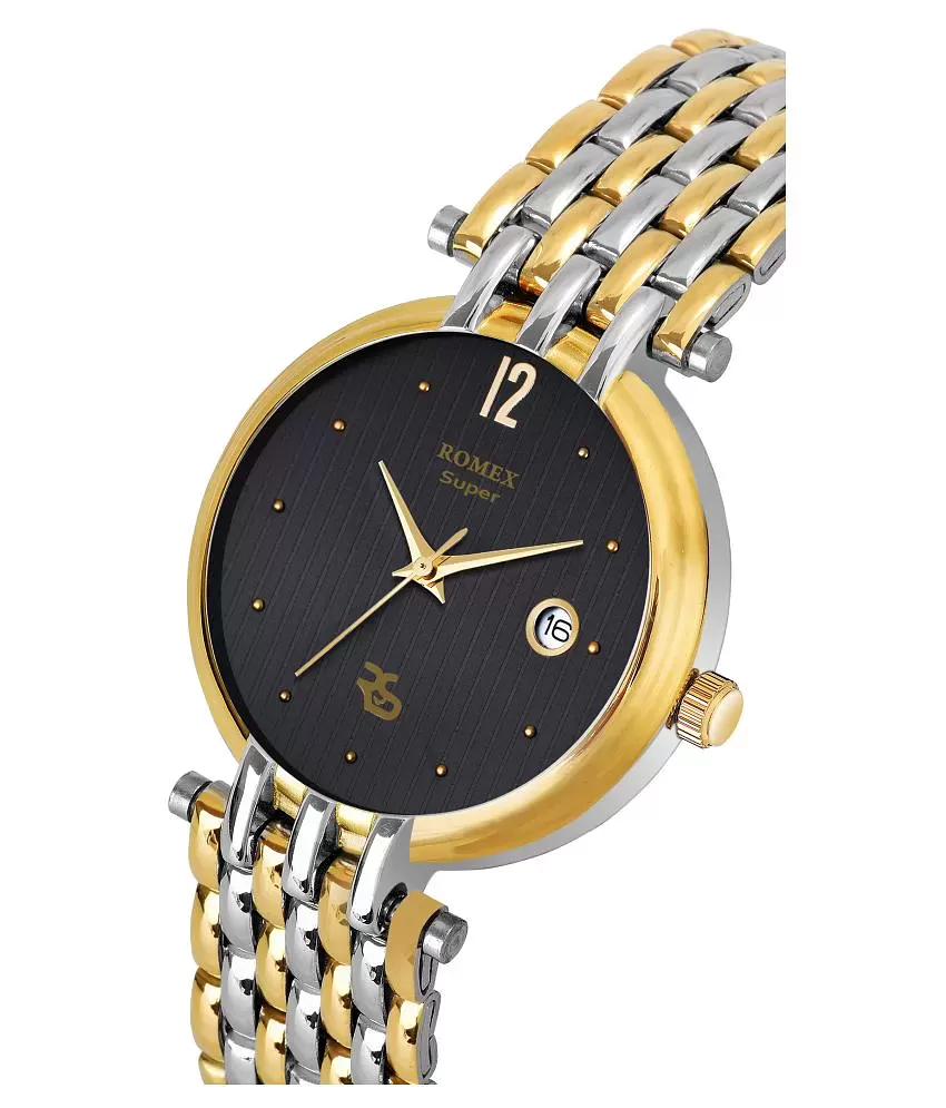 ROMEX SUPER Unique Black Dial with Silver and Gold Chain Analogue Men's  Watch : Amazon.in: Fashion