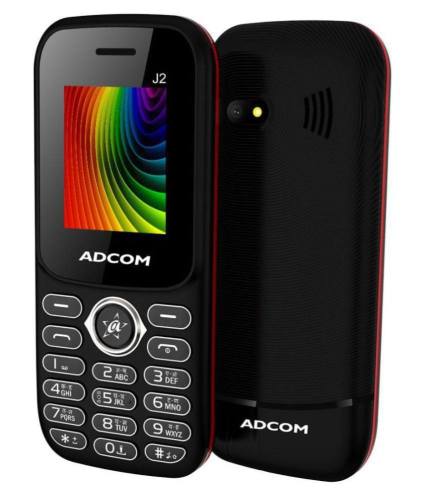 Adcom J2 Dual Sim Mobile Phone with Big Battery 1500mAh 1.8 inch Display, Black/Red