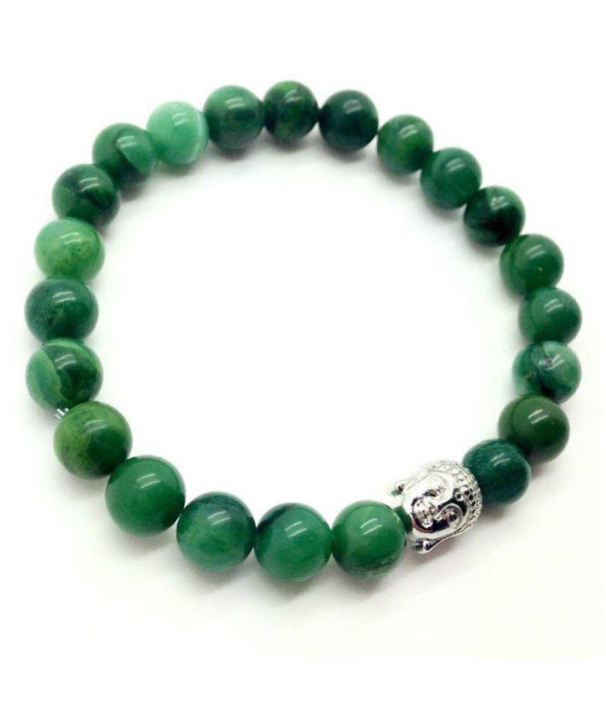     			8mm Green Jade Buddha Natural Agate Stone Bracelet