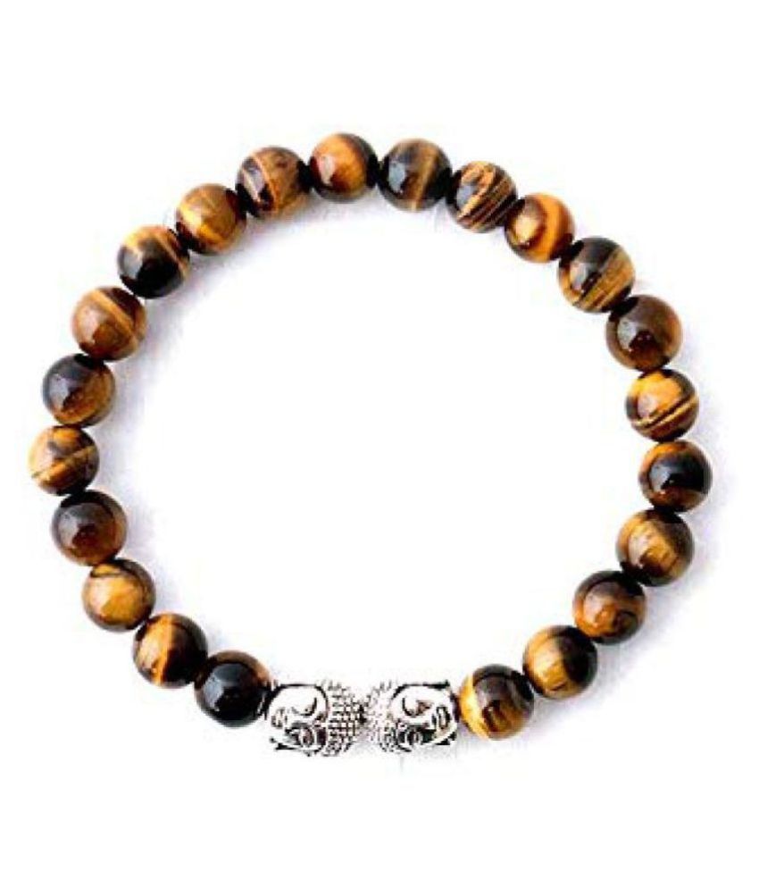     			8mm Tiger Eye Double Buddha Powered 8 mm Stretch Bracelet