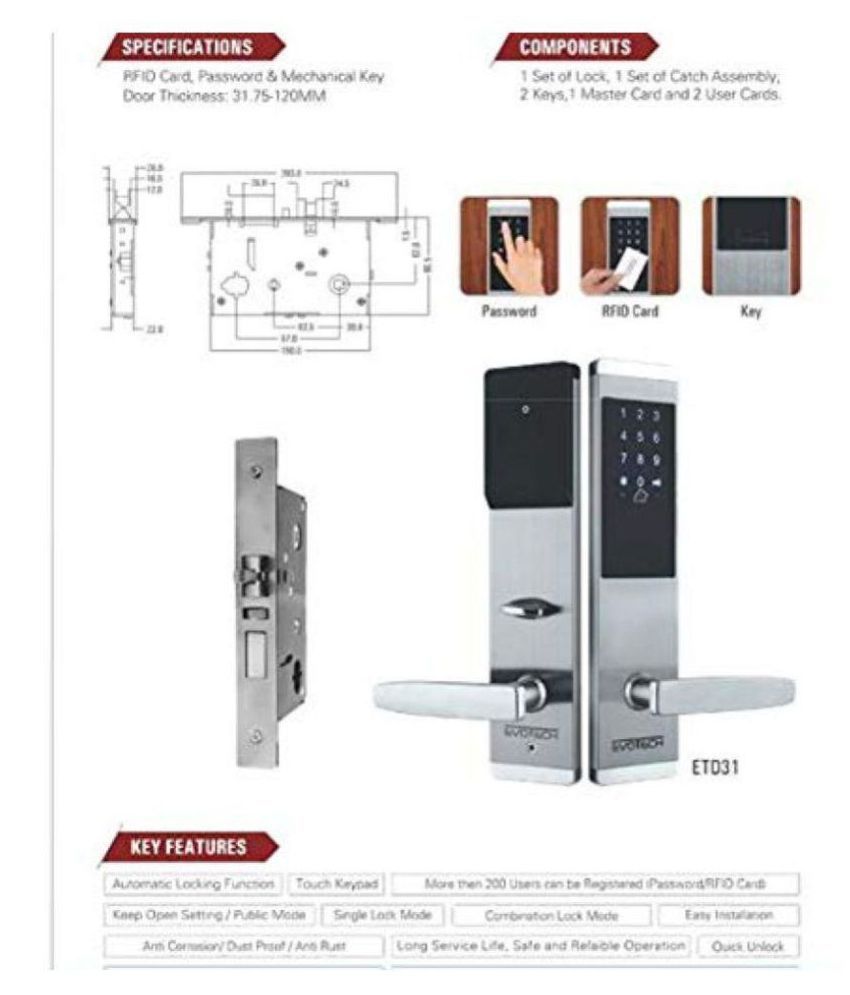 Buy Evotech Residential Commercial Wooden Doors Locks Digital