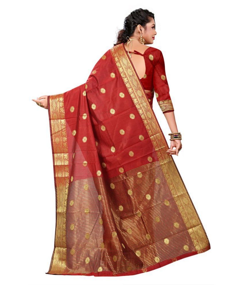 maroon cotton silk saree