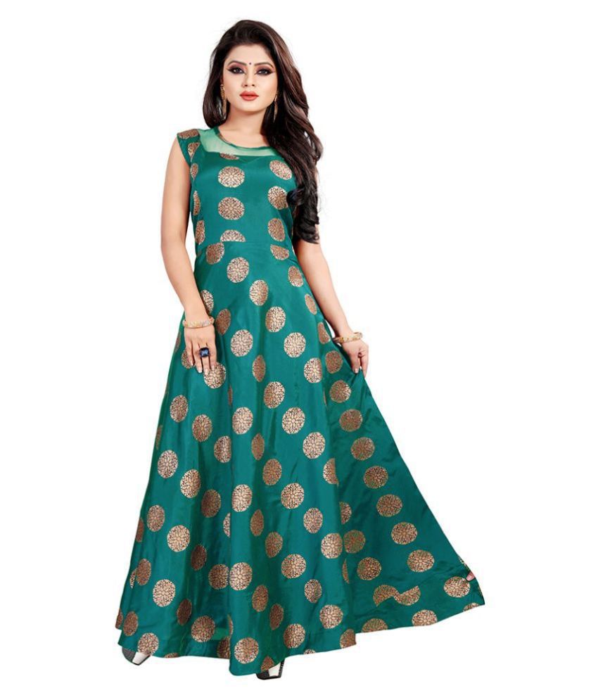 Western Wear Green Silk Gown - Buy Western Wear Green Silk Gown Online ...