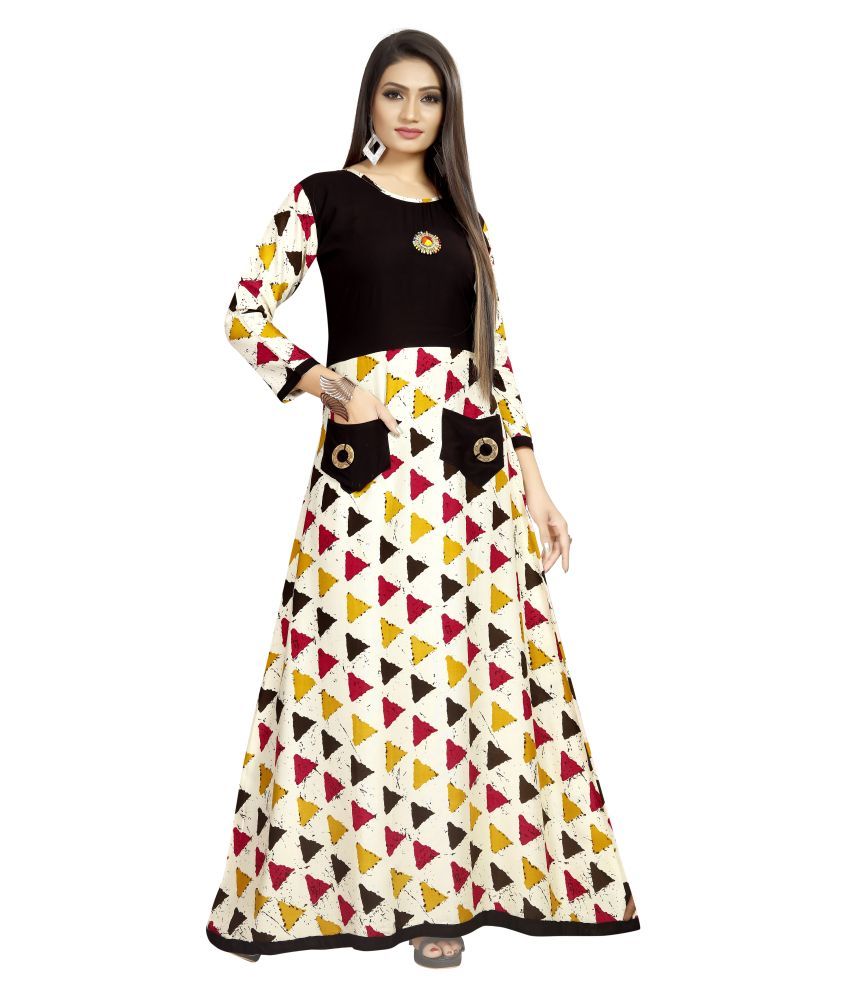 Zeenat Libaas Multicoloured Rayon Anarkali Kurti  Price in India  Buy  Zeenat Libaas Multicoloured Rayon Anarkali Kurti  Online at Snapdeal
