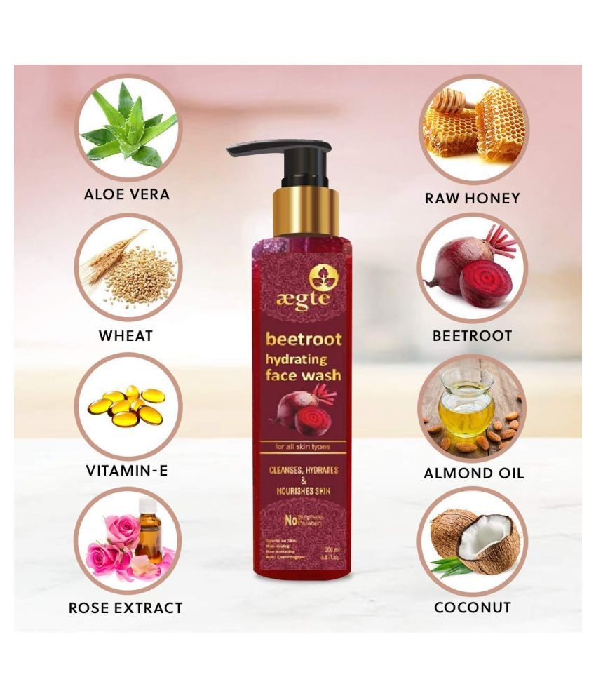 Aegte Beetroot Hydrating Face Wash with Raw Honey & Aloe Vera 200 mL