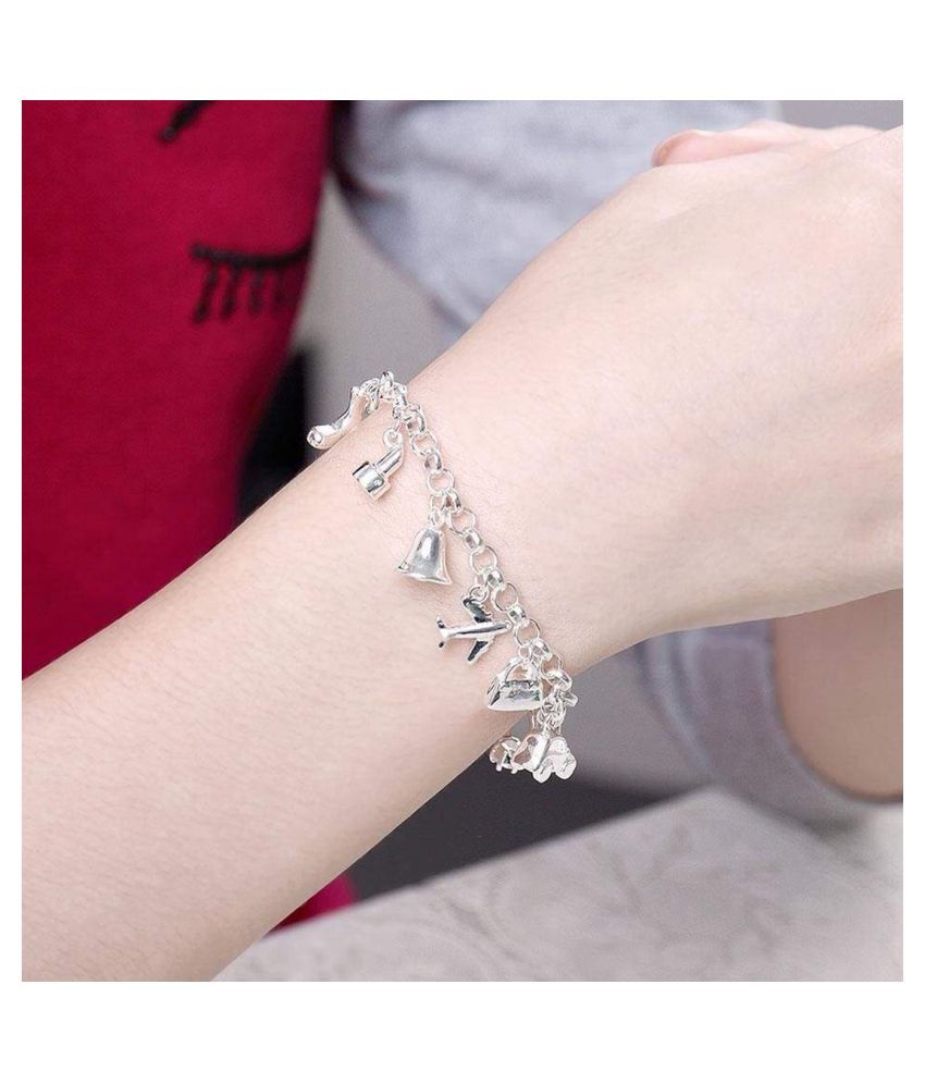 Jewels Galaxy Stylish Multi Designs Silver Plated Trendy Charm Bracelet