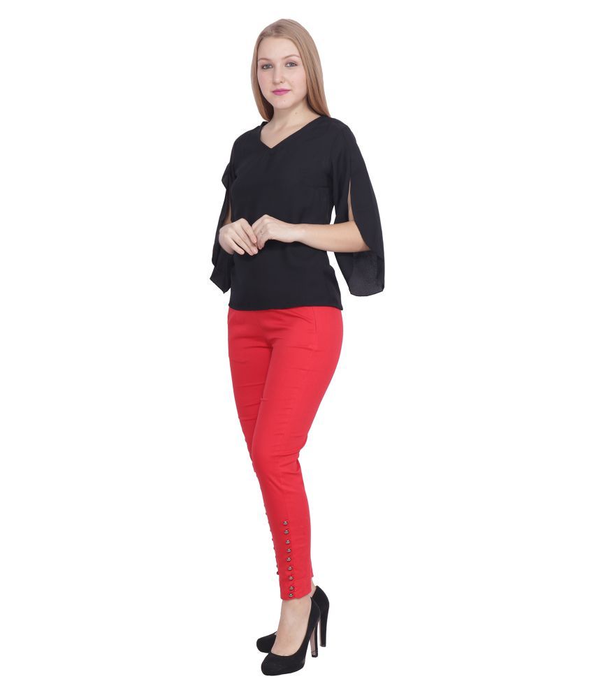 red cotton jumpsuit