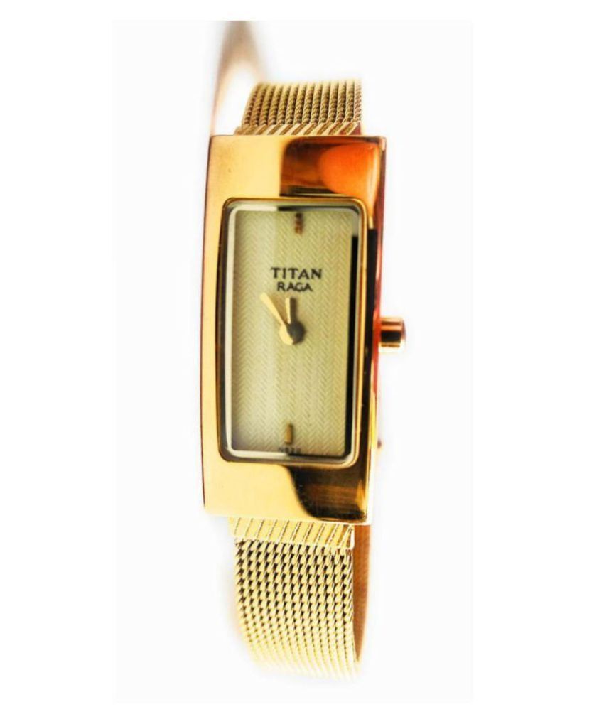 titan rectangular gold watches
