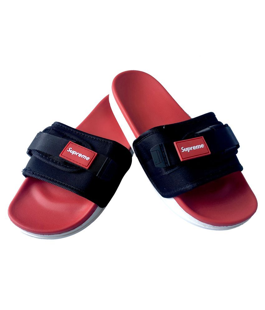 supreme slippers red