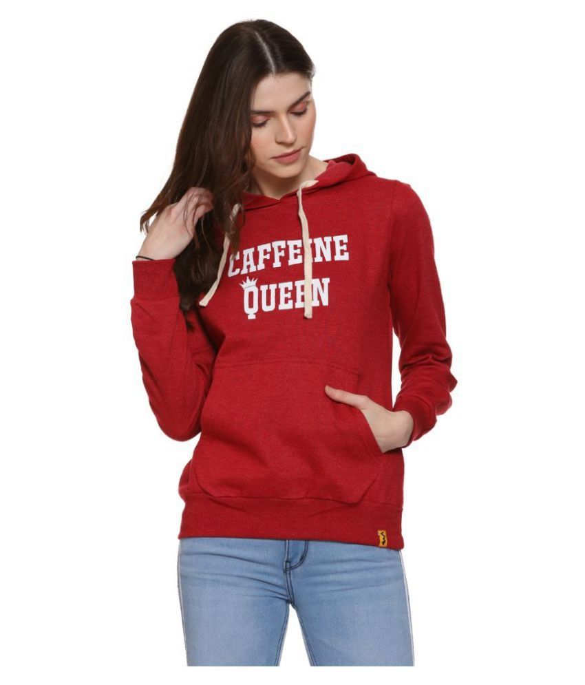     			Campus Sutra Cotton Red Hooded Sweatshirt