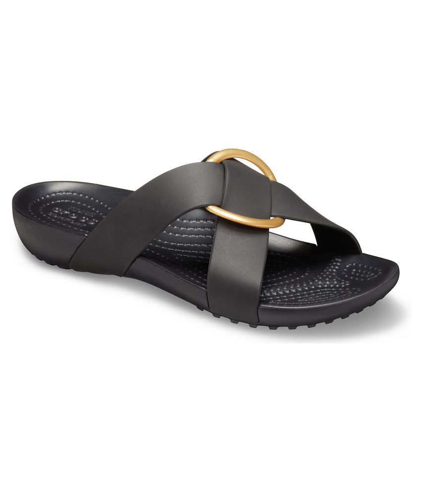 crocs black slides