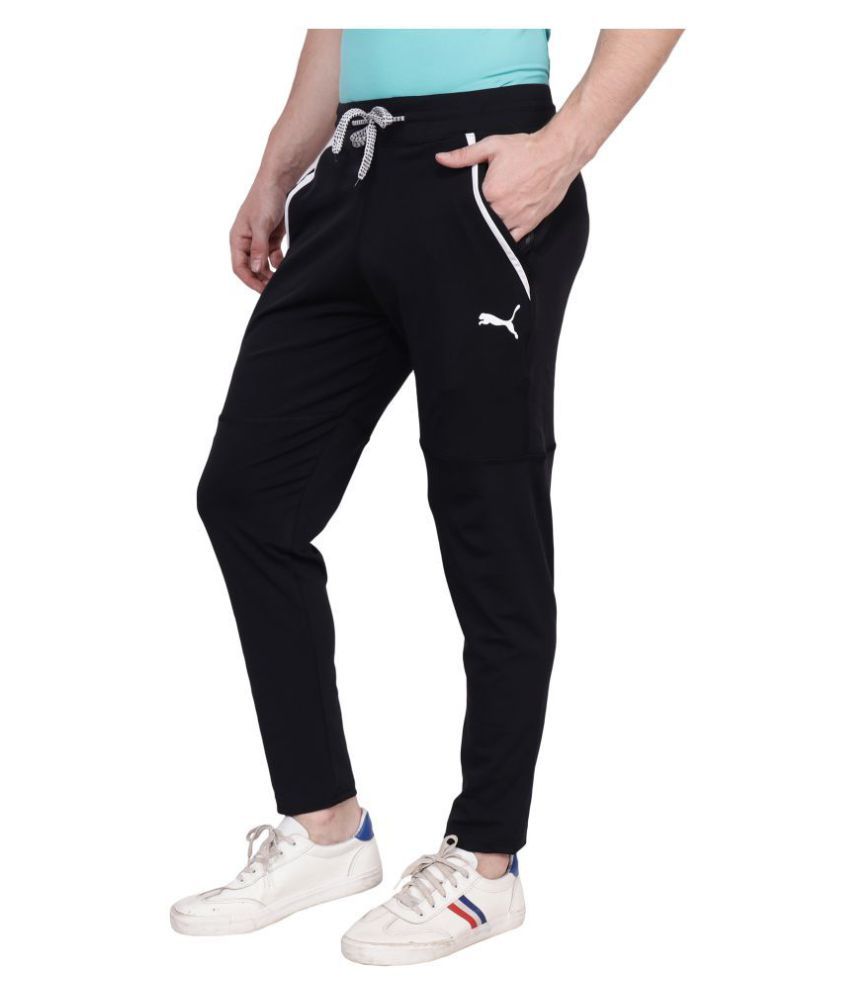 puma black polyester lycra trackpants