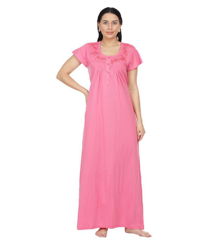 Pack of 2-Color may vary Set Nighty gown INDIAN  100% PURE COTTON Women's