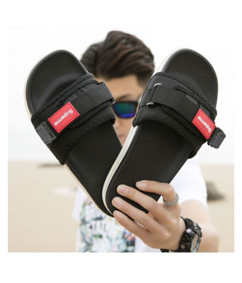 supreme slippers black