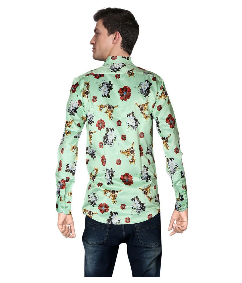 green silk shirt with zebras