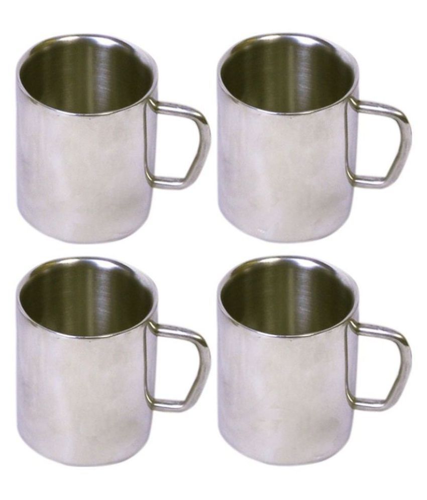     			Dynore 4 Double Wall Big Sober Mugs Steel Coffee Mug 4 Pcs 300 mL