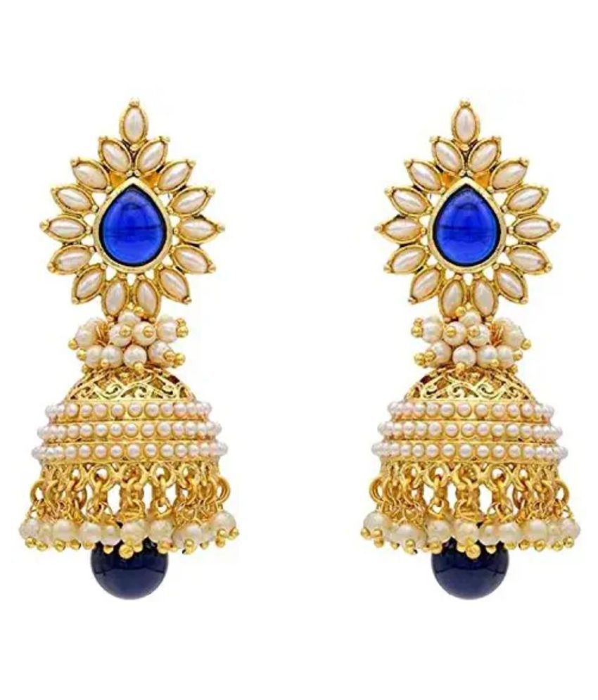 Jewel Farm Ethnic Traditional Designer Gold Plated Dangle Earrings ...