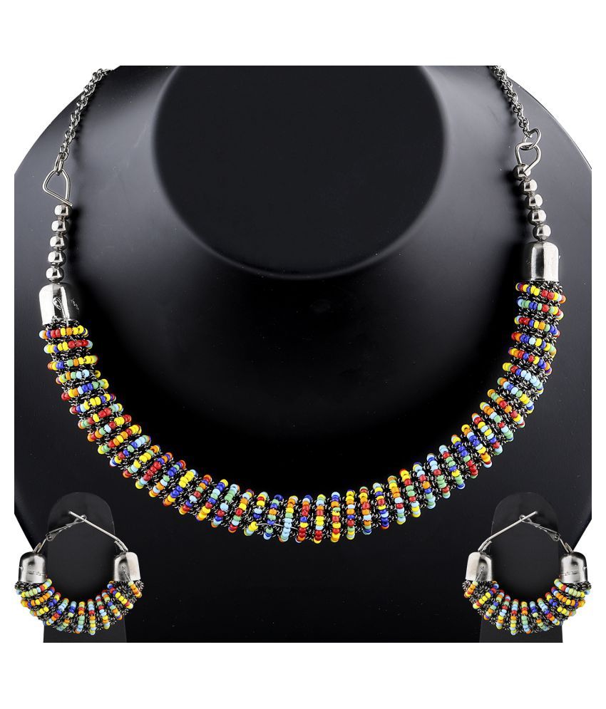     			Silver Shine Alloy Multi Color Choker Contemporary/Fashion Antique Necklaces Set