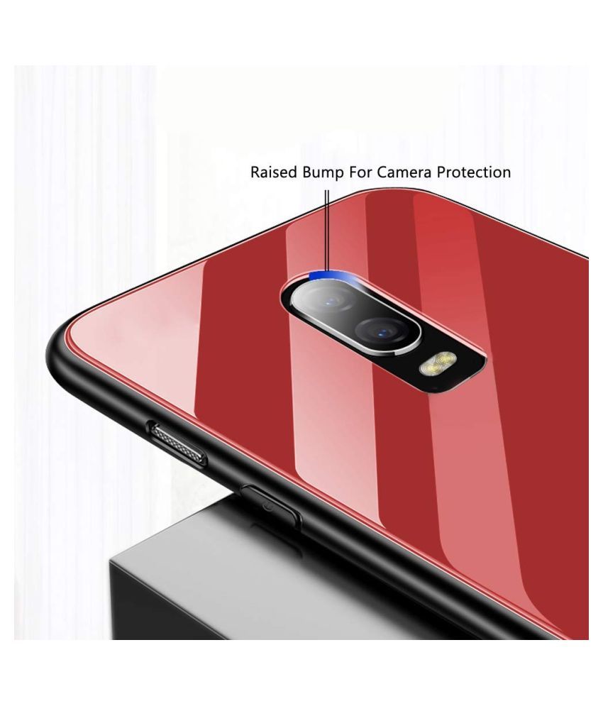 Oneplus 6T Mirror Back Covers Designer Hub Red Plain Back Covers