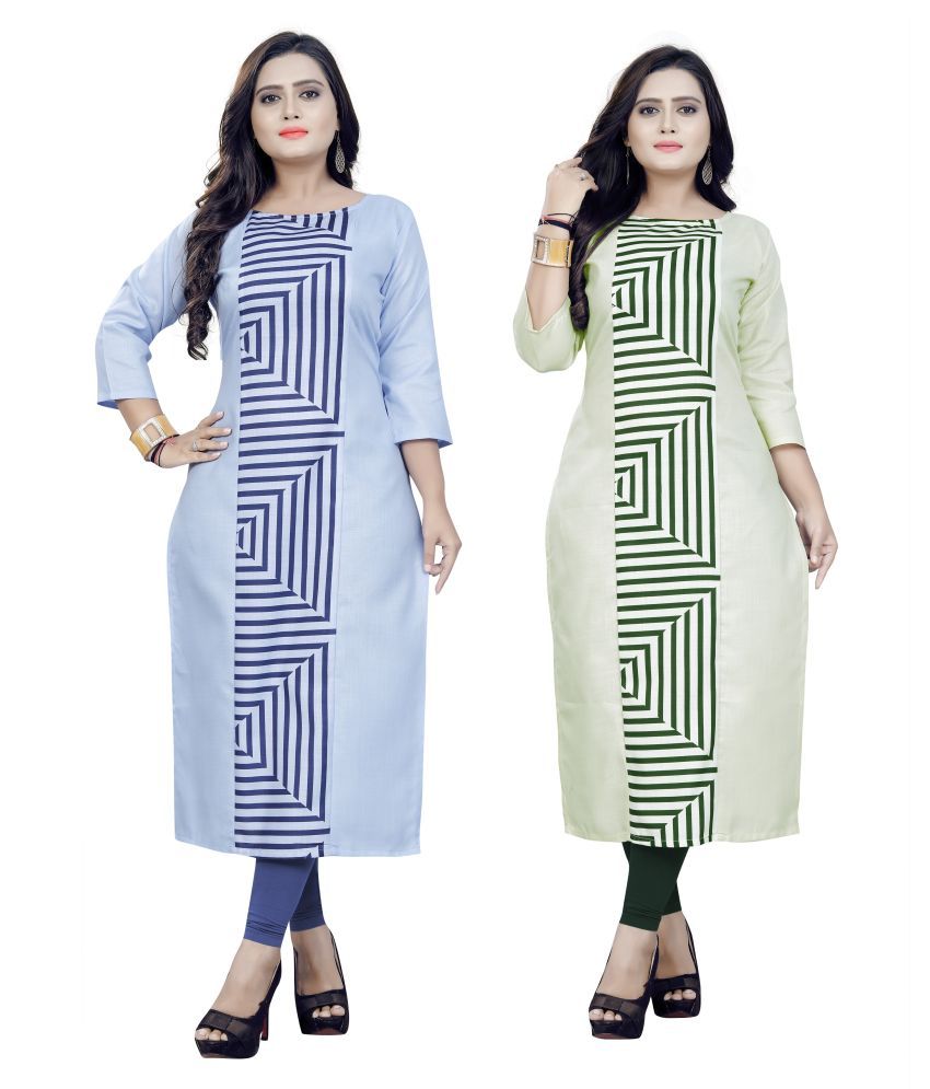     			Lerkiza - Multicolor Cotton Women's Straight Kurti ( Pack of 2 )