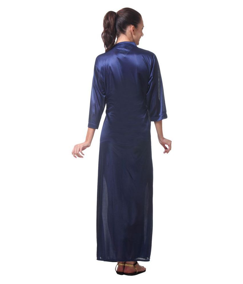 Buy Affair - Navy Blue Satin Women's Nightwear Robes Online at Best ...
