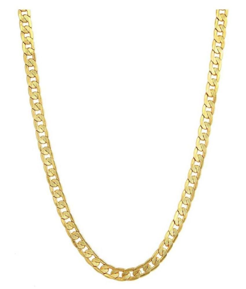     			Stylish 22K Gold Plated Neck Chain in Brass 22 Inch long , 6mm thick textured Link Chain
