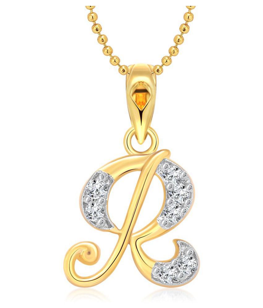     			Vighnaharta R Letter CZ Gold and Rhodium Plated Pendant for Women and Girls