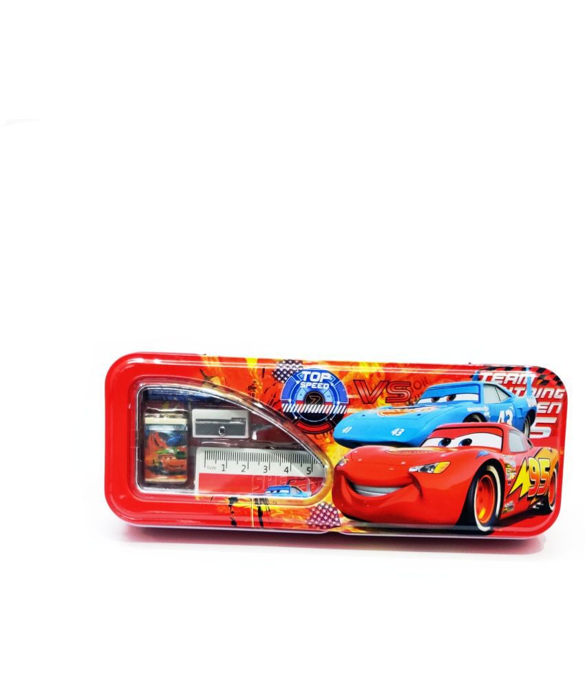 R H Lifestyle Car Design Latest Multi color Cartoon Printed Metal Pencil  Box with Accessories for Kids Small Size: Buy Online at Best Price in India  - Snapdeal