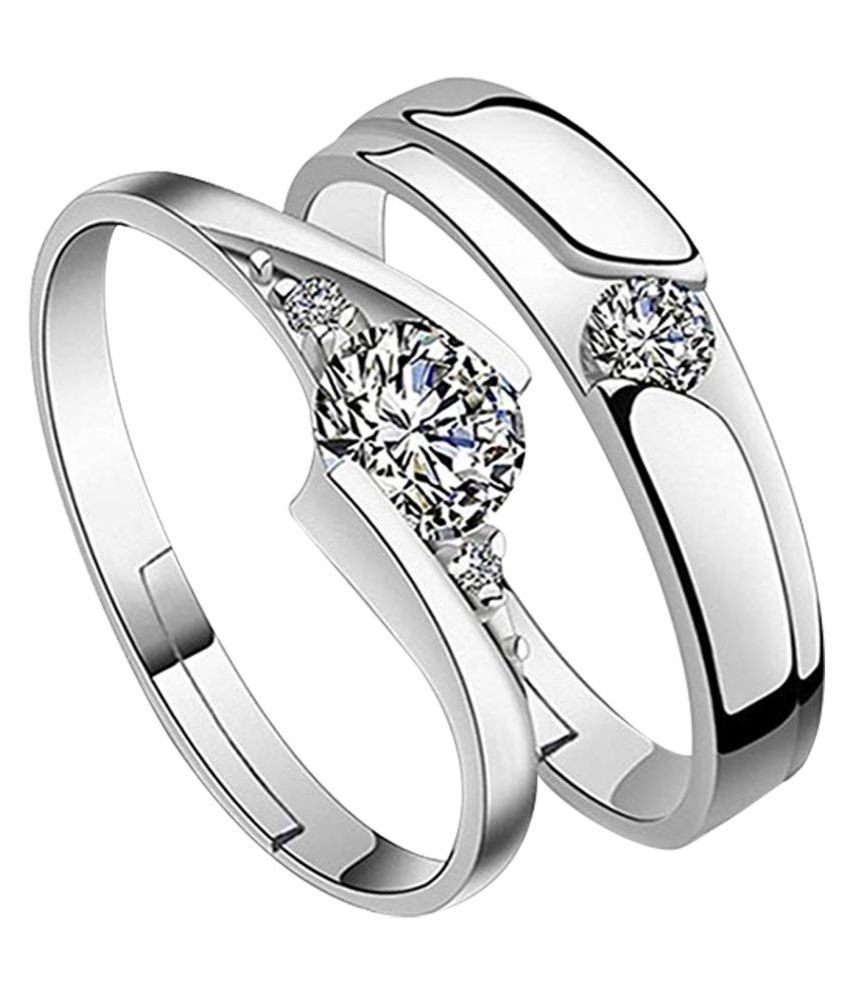     			SILVERSHINE silverplated Gorgeous Diamond His and Her Adjustable Proposal Diamond Couple Ring for Men and Women Jewellery