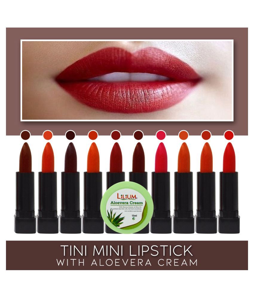     			ADS 2 Color Tini Mini Shade-A  Lipstick With Aloevera Cream Multi Pack of 10 120 g