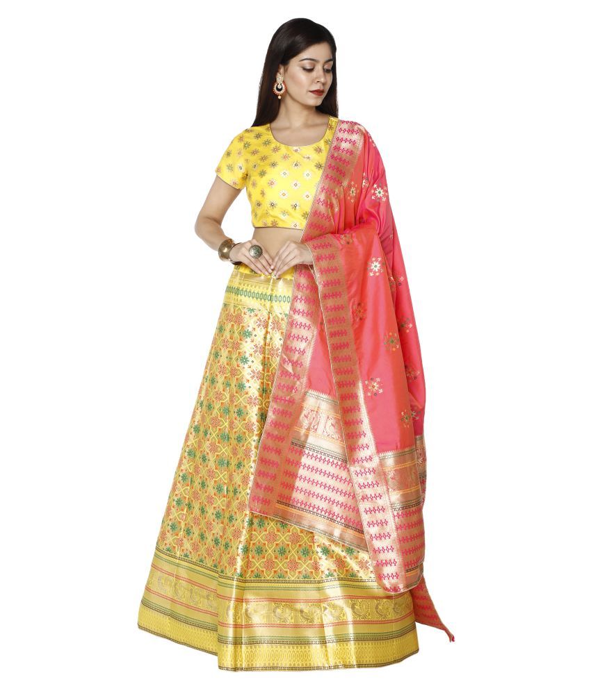 banarasi yellow lehenga