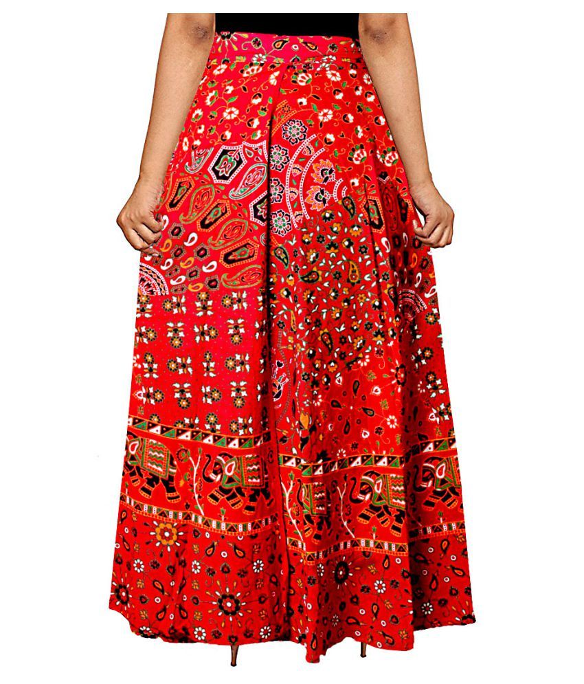 Buy KHUSHI PRINT Cotton Wrap Skirt - Multi Color Online at Best Prices ...