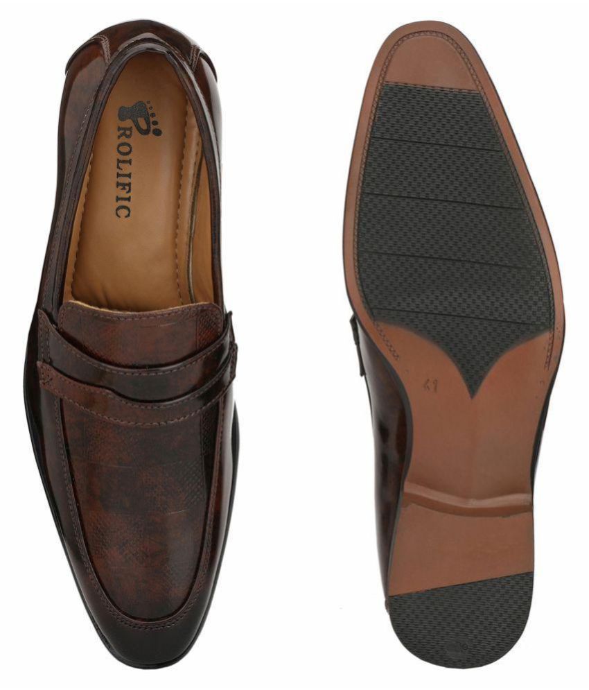 brown formal slip on shoes