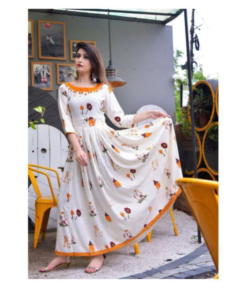 white long frock kurti