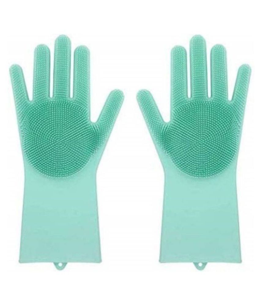 AJRO DEAL Washing Gloves Latex Rubber Medium Cleaning Glove 1 PAIR Buy