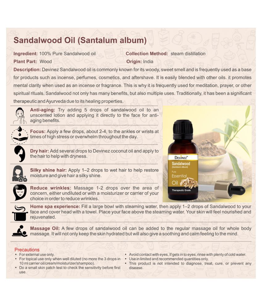 Devinez Sandalwood (Chandan) Essential Oil 50 mL Buy Devinez