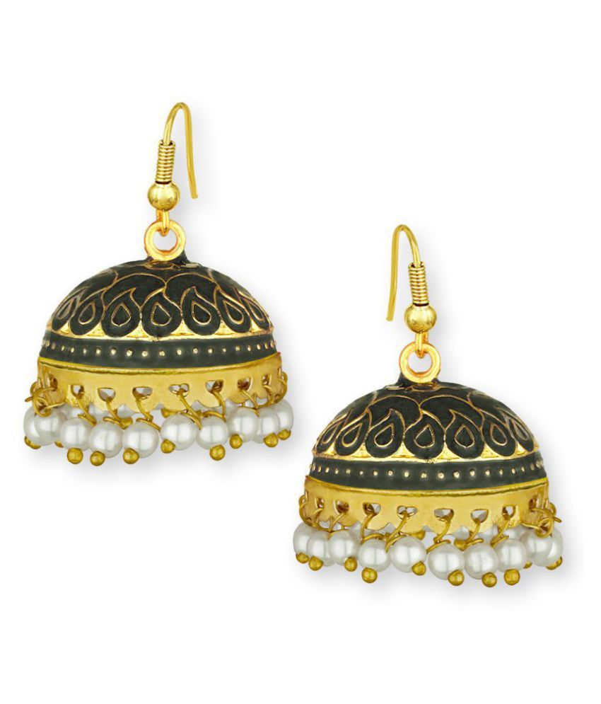     			Spargz - Golden Jhumki Earrings ( Pack of 1 )