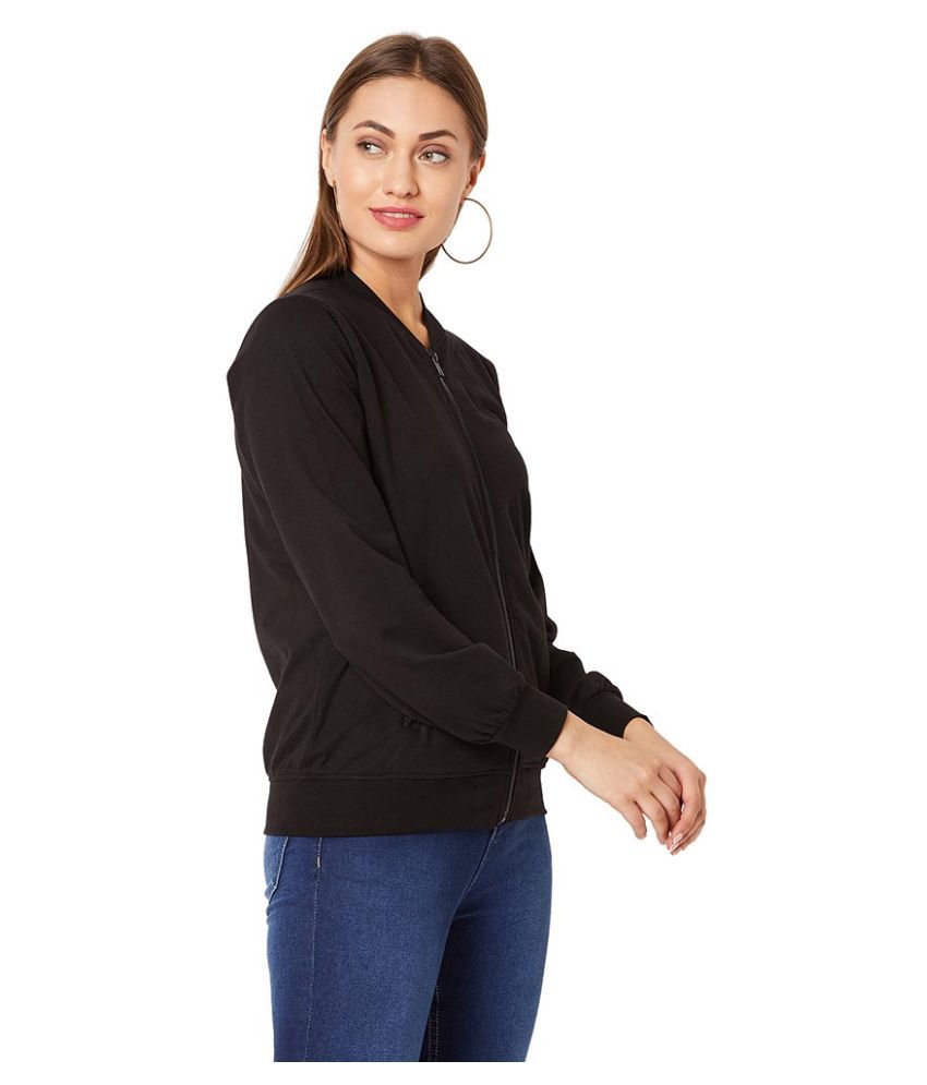     			Miss Chase Cotton Black Bomber Jackets
