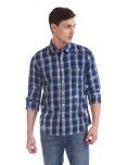 Cherokee 100 Percent Cotton Regular Fit Checks Men's Casual Shirt - Blue ( Pack of 1 )