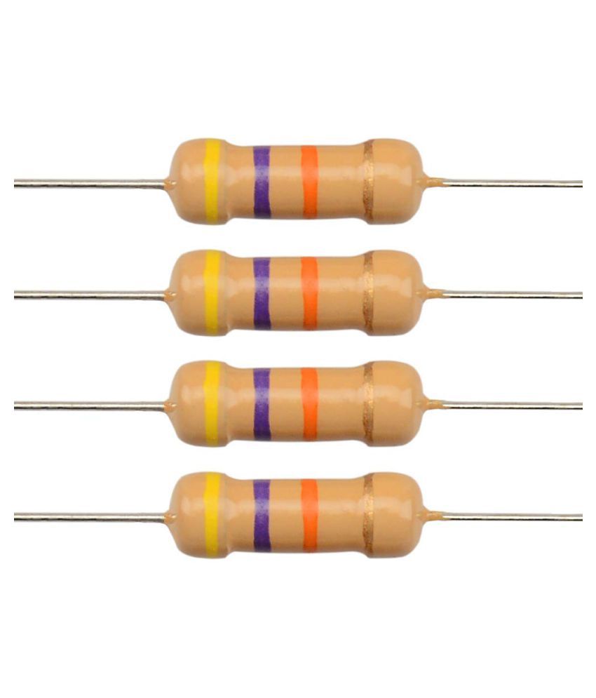 INVENTO 250Pcs 47K Ohm Carbon Film Resistor 1/4 W Resistance 0.25 Watt ...